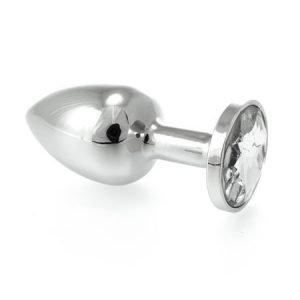 Edelstahl-Buttplug mit klarem Kristall (155g)