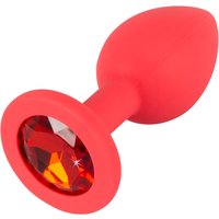 Analplug, rot mit Schmuckstein
