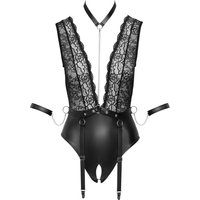 Body ouvert mit Strapsen, Spitze und Mattlook, Gürtel mit Strapsen abnehmbar