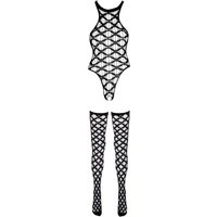 Body ouvert plus Overknees, weiches Grobnetz, Zehen verstärkt