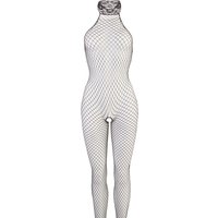 Catsuit aus Netz, ouvert, mit Spitzenhalsband