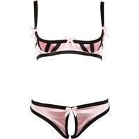 Hebe-BH plus Slip ouvert aus Satin