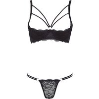 Hebe plus String aus schwarzer Spitze