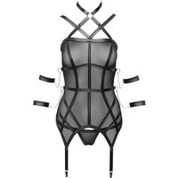 Strapshemd plus String aus Powernet, Riemendetails im Mattlook