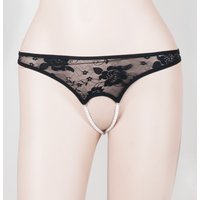 String ouvert mit zweireihiger Perlenkette im Schritt