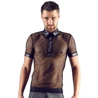 Hemd aus Netz und Wetlook, mit Polokragen